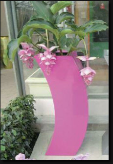 Tall square curvy AC plant container